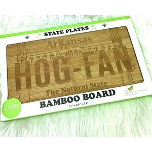 Arkansas License Plate Bamboo Cutting Serving Board Hog Fan Decoration Core NIB
